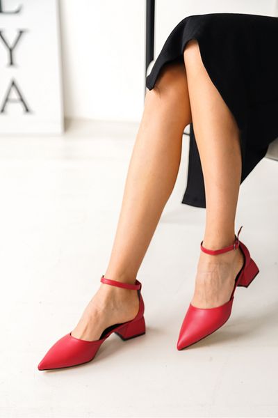 DİVOLYA Yapra Red Pointed Toe Heeled Casual Shoes