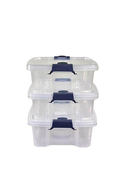 QUTU Q-lear Box 3.5 L Locked Transparent Storage Box Set - 3 Pieces
