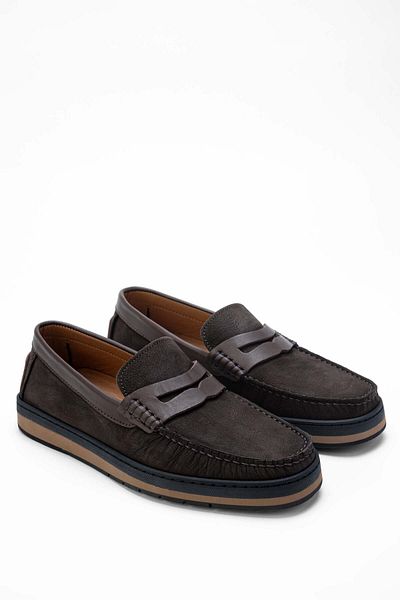 Tamer Tanca Men's Genuine Leather Brown Nubuck Loafers