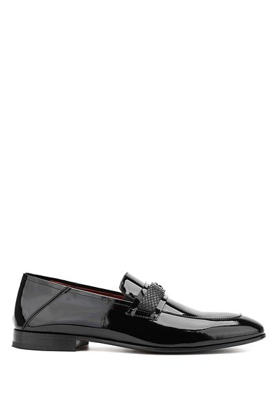 Tamer Tanca Men's Genuine Leather Black Patent Leather Loafers