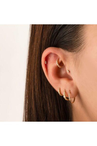 Dianora Piercing 14 Carat Gold 2 Pieces Minimal Helix/Cartilage Piercing