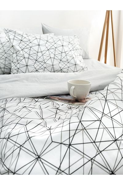 CAQQA Geo v2 Double Sheet Elastic Cotton Duvet Cover Set