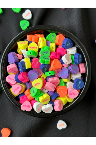 Bijumix Aksesuar 25 τμχ 10 mm Love Mixed Heart Figured Fimo Beads Χάντρες για κατασκευή κοσμημάτων και αξεσουάρ