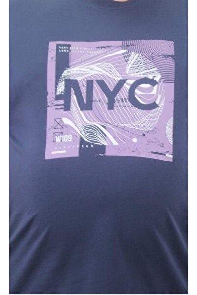 Starbattal Ανδρικό μπλουζάκι με λαιμόκοψη σε μεγάλο μέγεθος NYC 23182 Marin