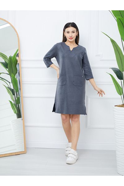 Banadamoda Women's Finished Fabric Slit Dress with Pockets