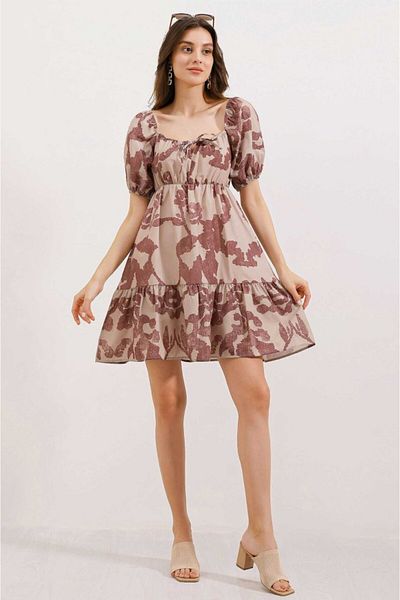 Kokosh moda 2351 Φόρεμα από Ποπλίνα με φούστα - D.Dried Rose