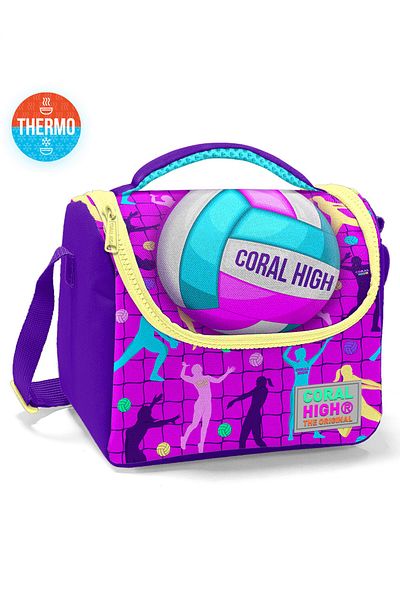 Coral High Kids Pink Purple Volleyball Patterned Thermo Lunch Box 11761
