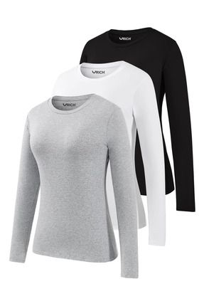 Rich Kad n 3 lu Basic Uzun Kollu Ti ort Sporcu Body T shirt Ekonomik Paket