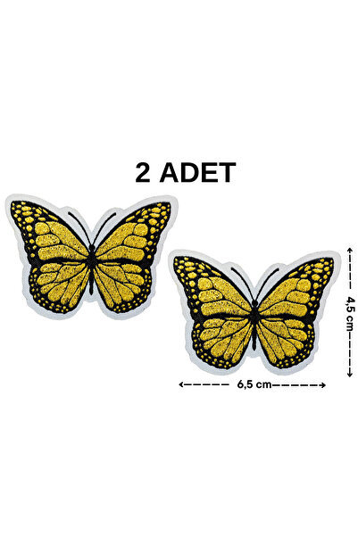Megas Etiket Ütü ile Yapışan Simli Kelebek Dokuma Arma/Yama