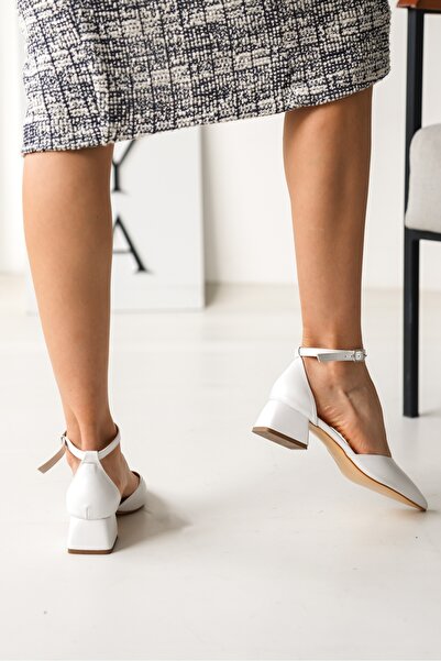 DİVOLYA Yapra White Pointed Toe Heeled Casual Shoes