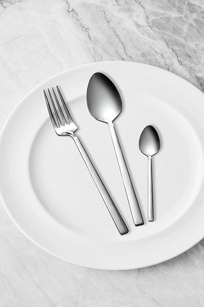 Yüsra Home 60 pcs spoon fork set luxury straight bar model (stainless steel)