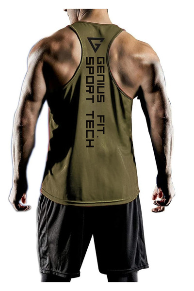 GENIUS STORE Men's Dry Fit Y-back Gym Fitness Sports Tank Top Genius-fit