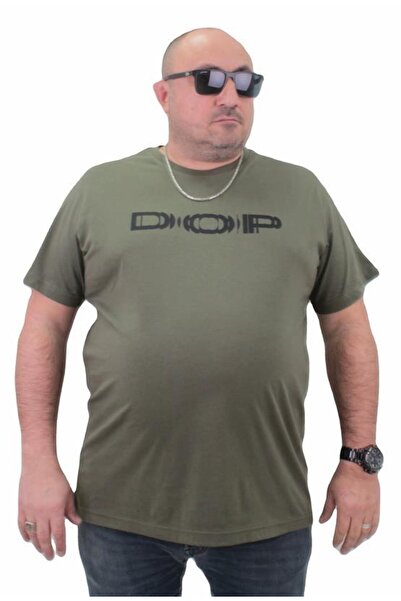 Starbattal Ανδρικό μπλουζάκι με λαιμόκοψη σε μεγάλο μέγεθος DOP 23176 KHAKI