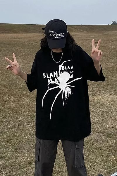 EFBUTİK Black Unisex Blah Blah Spider T-Shirt