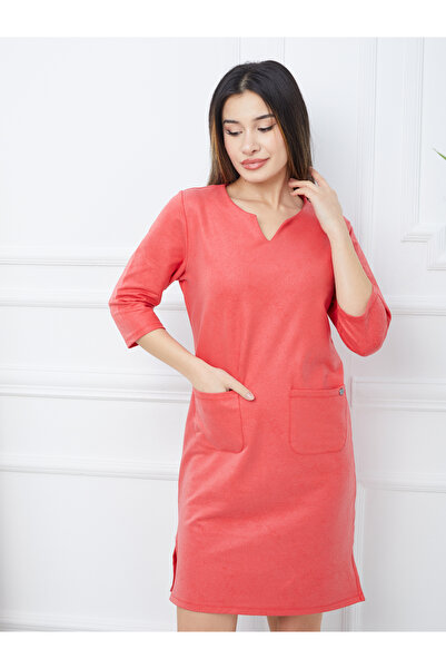 Banadamoda Γυναικείο υφασμάτινο φόρεμα με τσέπες και σχισμές