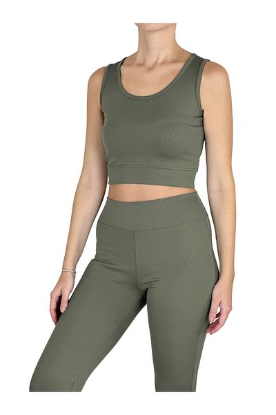 Suvva Women's Sports ( Running, Fitness, Yoga, Pilates ) Bottom Top, Leggings Crop Green Double Set