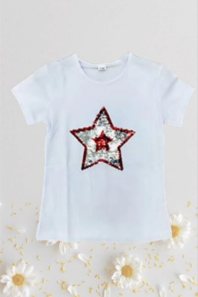 Nacar KIZ ÇOCUK TEK ÜST TSHİRT YILDIZLI 23 NİSAN GÖSTERİ KIYAFETİ 024
