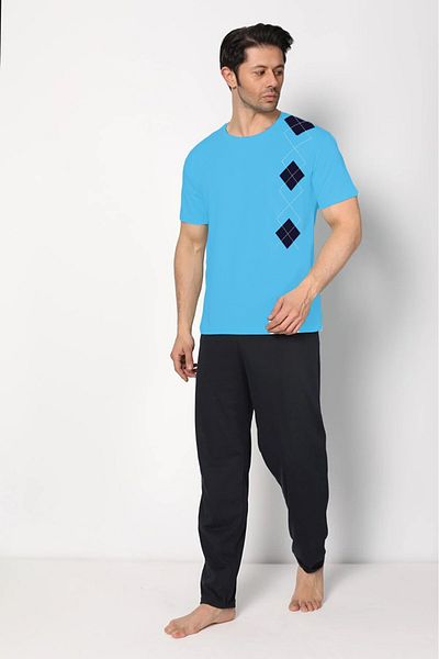 Ayans Pijama Summer Cotton Combed (μονό ζέρσεϊ) Ανδρικό Σετ Πυτζάμες