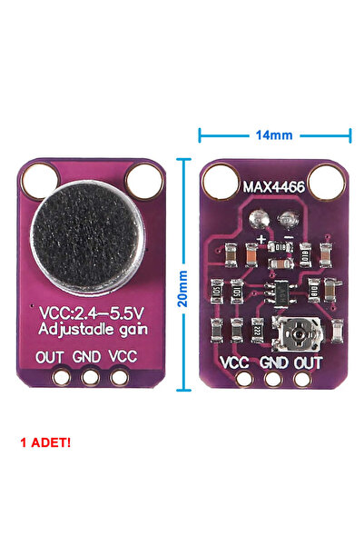 ROBİZ MAX4466 Amplikatörlü Analog Elektet Mikrofon Sensör Ayarlanabilir Kazan...