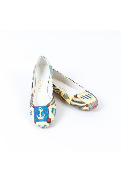 Cotto Shoes Balerini de damă din in colorat imprimat