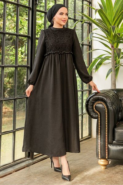 Bestenur Rochie de in Dantela 773 - Neagra