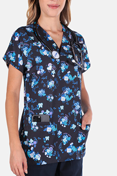 Colour Suit DİŞ DESEN , UNISEX LİKRALI CERRAHİ TEK ÜST ( SCRUBS ) , YÜKSEK KA...