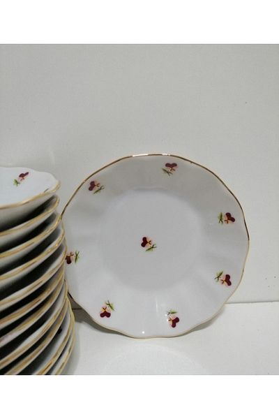 Porland PORCELAIN 12-Piece Hercaı Tea Plate - 11 cm Pink