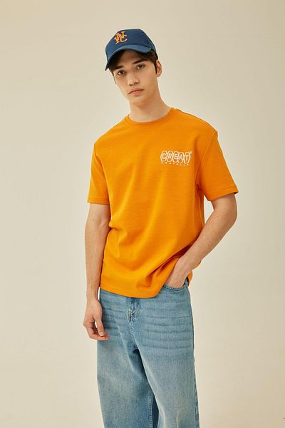 DeFacto T-Shirt aus schwerem Stoff mit Rundhalsausschnitt und Aufdruck, normale Passform, kurzärmlig, B4219ax24sp
