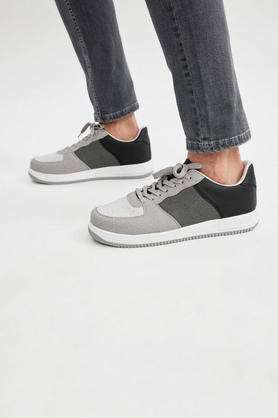 DeFacto Men's Flat Sole Lace-up Faux Leather Sneaker