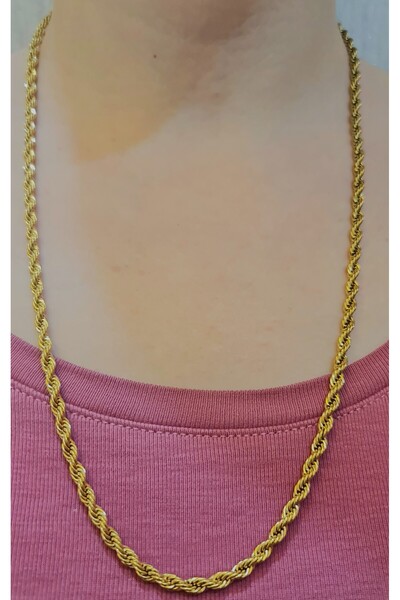 stainles steel Çelik Gold İnce Burgu Zincir Kolye