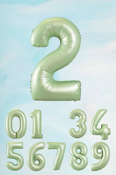 PEKSHOP Retro Green Number Balloons 80 cm Retro Color Age Balloons