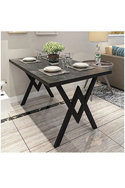 ÇAKIR KARDEŞLER W Metal Ayak Yemek Masası Siyah
