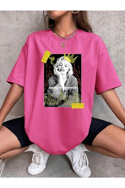 Pisa Art Tricou supradimensionat roz cu imprimeu Marilyn Monroe