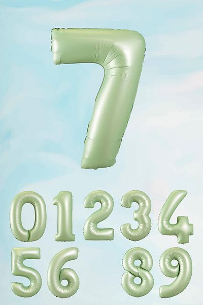 PEKSHOP Retro Green Number Balloons 80 cm Retro Color Age Balloons