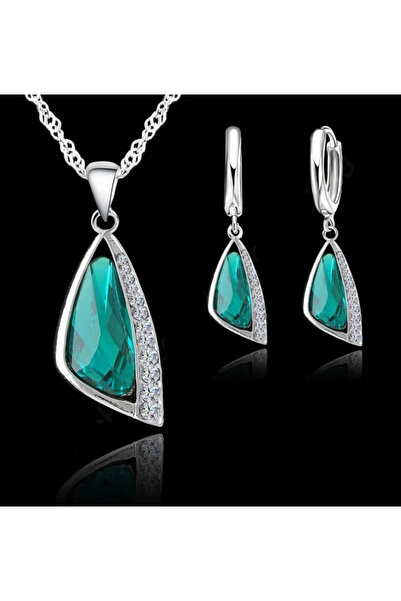 Takıtolia Tria - 925 Ayar Gümüş Kristal Taşlı Modern Üçgen Şeklinde Tasarım K...
