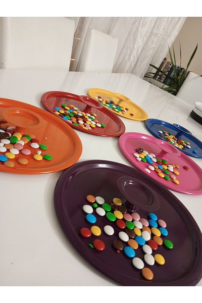 AZRAM HOUSE Double set 6 colored presentation trays and 6 Turkish Delights in One