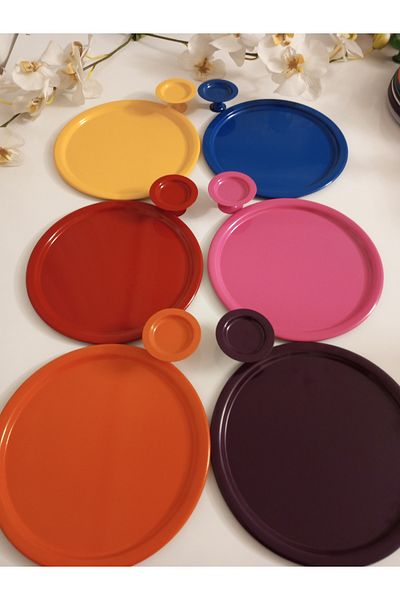 AZRAM HOUSE Double set 6 colored presentation trays and 6 Turkish Delights in One