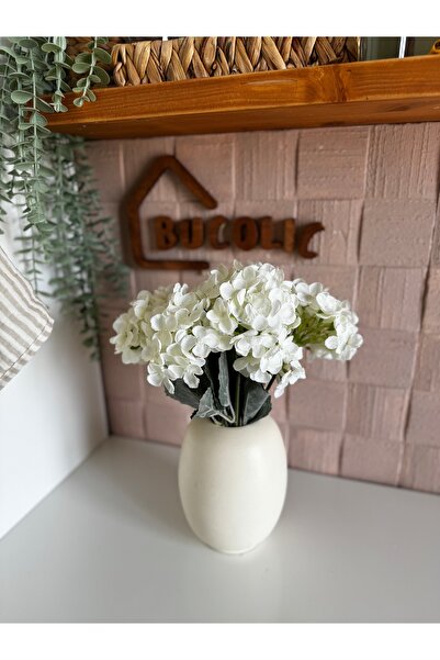 BUCOLIC Beyaz Ortanca Yapay Çiçek Dekoratif Çiçek 5 Dal