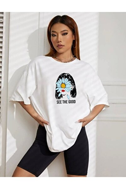 khufu Μπλουζάκι με στάμπα με στάμπα White Daisy Girl