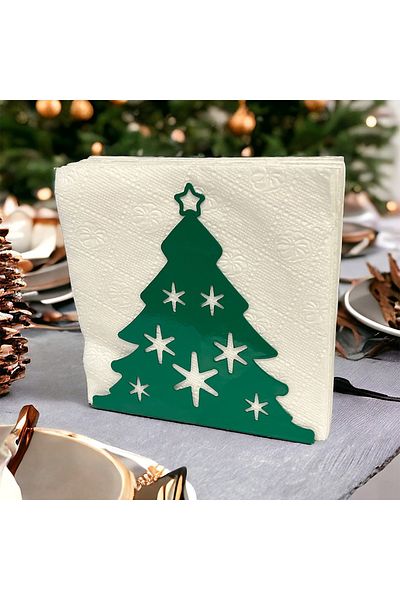 decorelax Pine Tree Themed Green Metal Napkin Holder New Year Christmas
