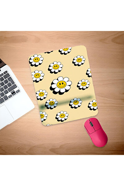 UcuruStore Ορθογώνια επιφάνεια ποντικιού με σχέδιο χαμογελαστών μαργαριτών κα...