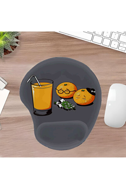 UcuruStore Πορτοκαλί Κομμένο Οβάλ Μαξιλαράκι Ποντικιού με Στήριγμα Καρπού  "Π...