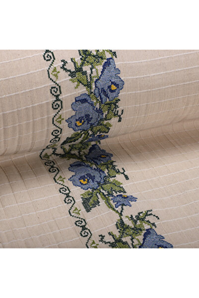 KAMİZ Καρό Monika Fabric-Curtain-Fon-Automatic Curtain Fabric-Runner 100x210 cm Μπλε