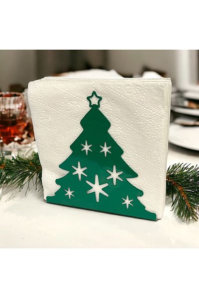 decorelax Pine Tree Themed Green Metal Napkin Holder New Year Christmas