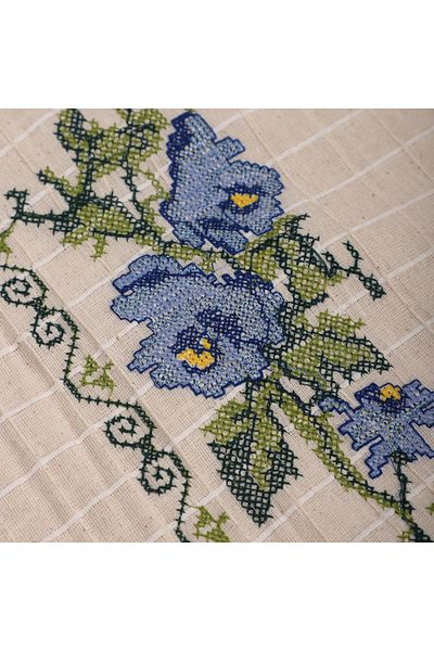 KAMİZ Καρό Monika Fabric-Curtain-Fon-Automatic Curtain Fabric-Runner 100x210 cm Μπλε