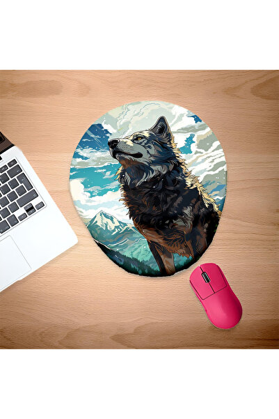 UcuruStore Bozkurt Σχέδιο Εικονογράφησης Οβάλ Επιφάνεια Ποντικιού με Στήριγμα...