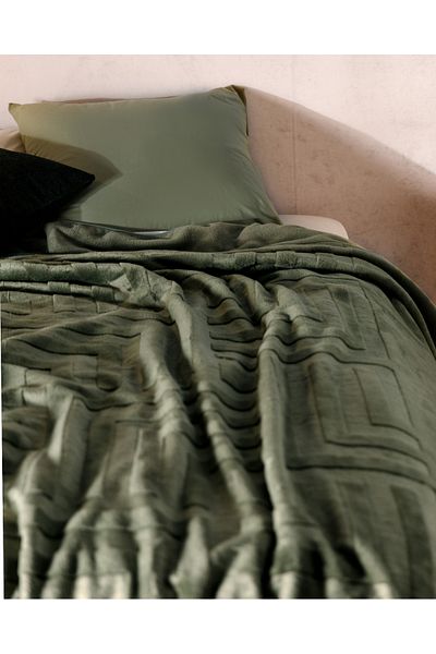 Madame Coco Clementine Khaki Emboss-Decke – doppeltes Nerz