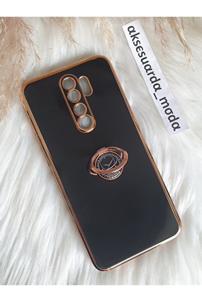 Aksesuarda Moda XİAOMİ REDMİ NOTE 8 PRO Uyumlu Yüzüklü Standlı Gold Detaylı L...