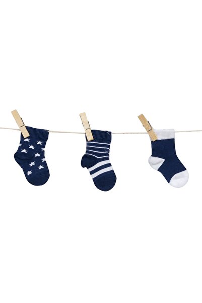 Aziz Bebe جوارب للجنسين باللون الأزرق الداكن "نجمة" منقوشة بدون خياطة مكونة م...