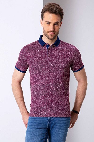 Pierre Cardin Claret Red Slim Fit Polo T-shirt με λαιμόκοψη